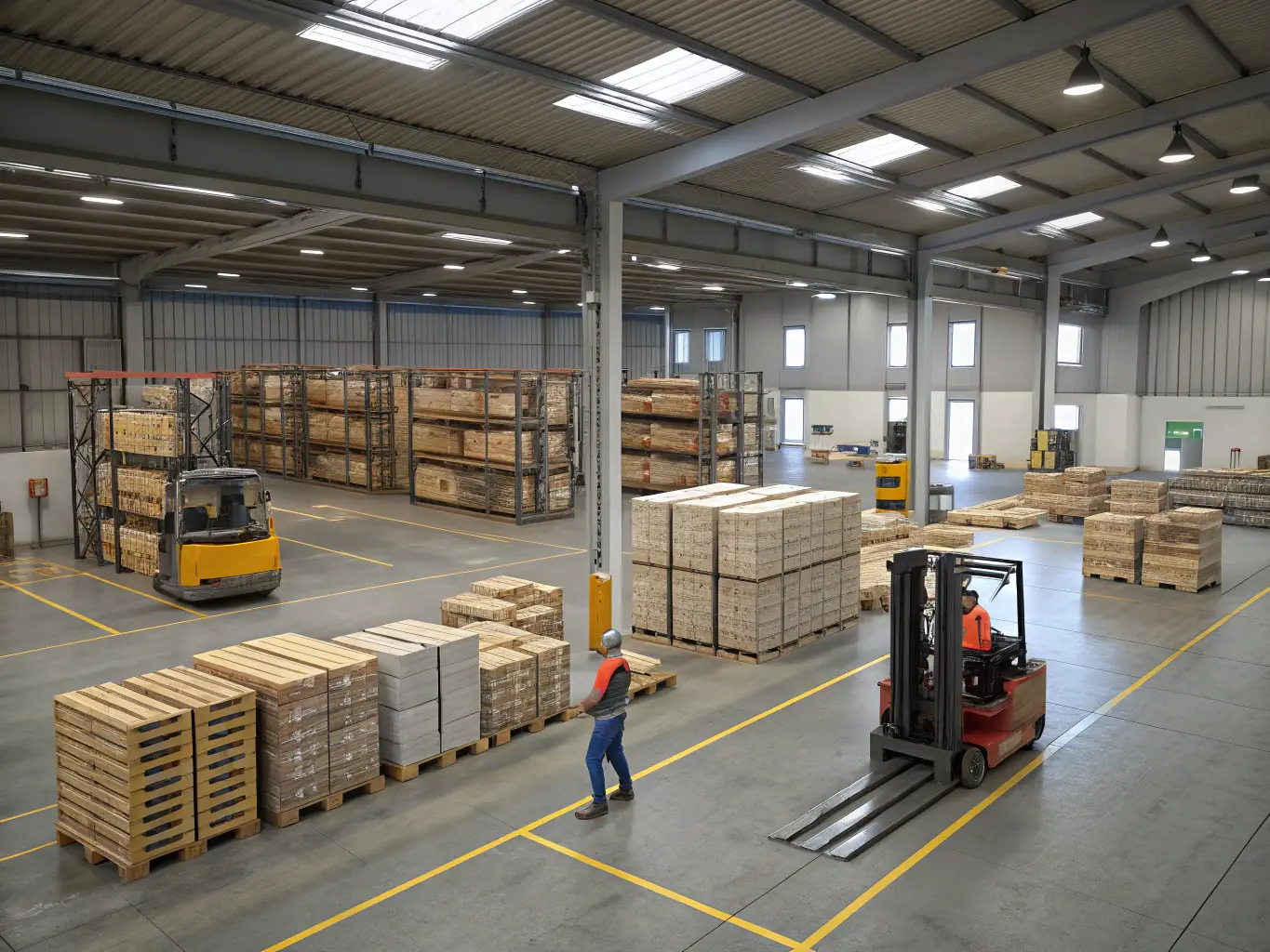 A professional image of a CargoTrack warehouse, highlighting the organized storage and efficient handling of goods.